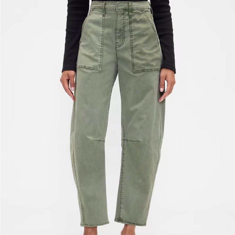 GAP Women's Olive High-Waisted Barrel Jeans
